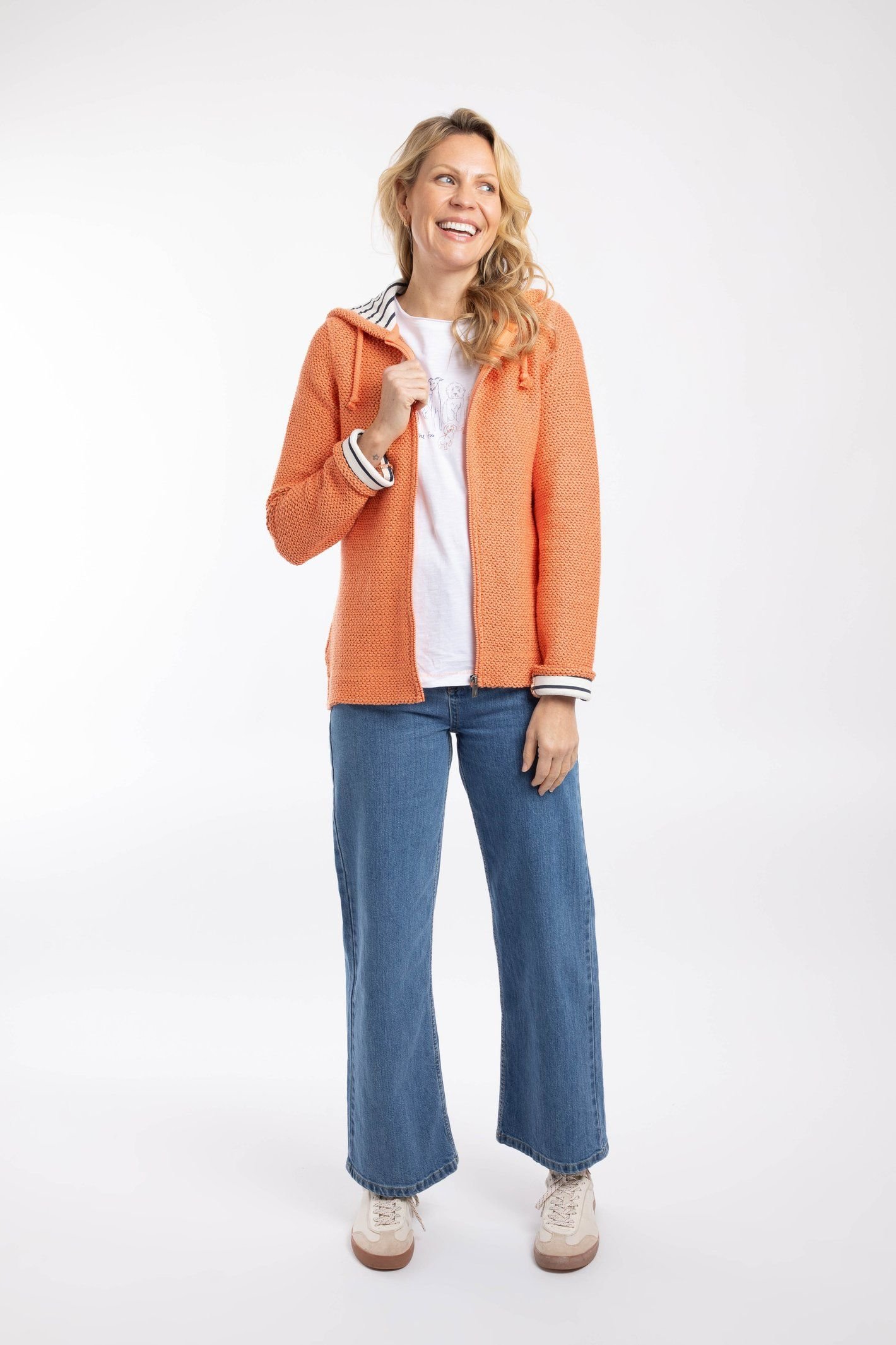 Weird Fish Weird Fish Women's Chicoa Full Zip Macaroni Hoodie in Pale Orange - 4