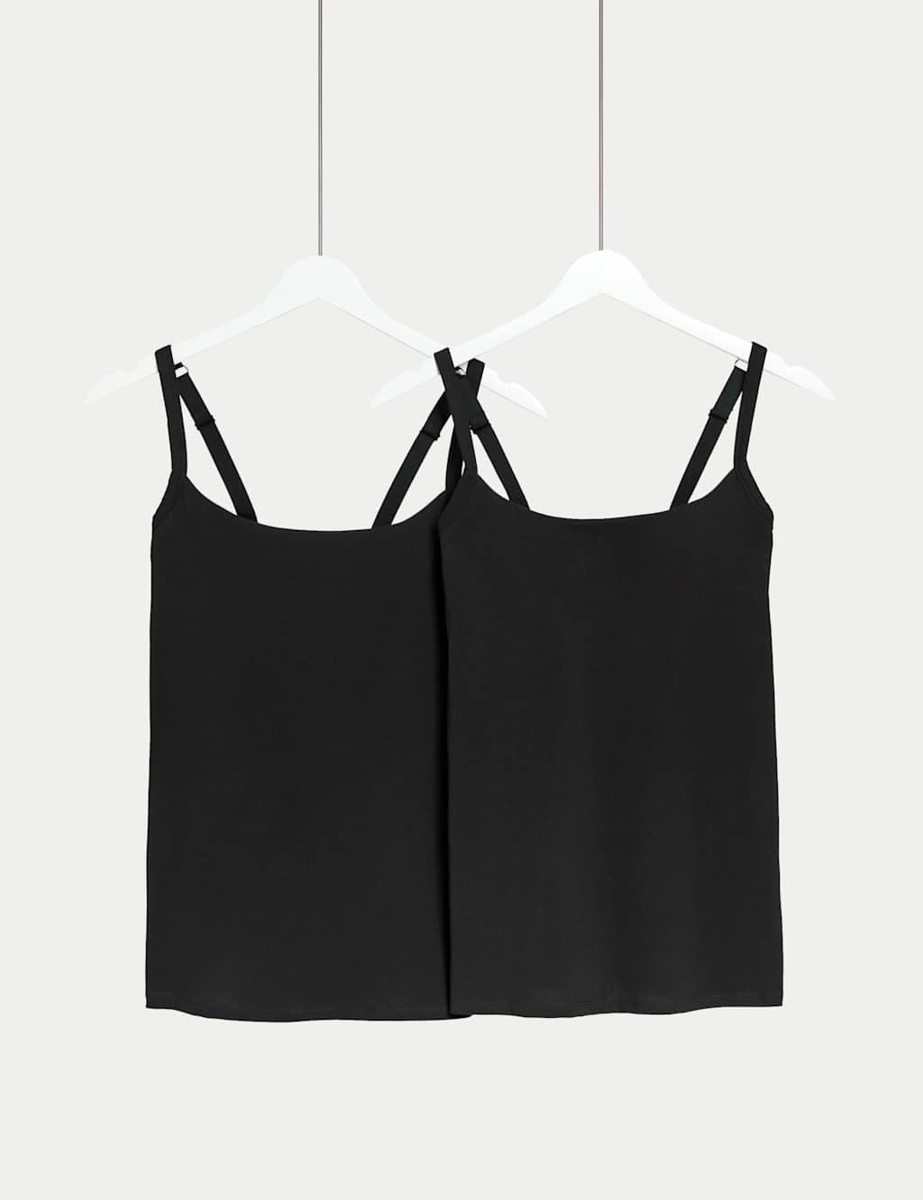 Marks & Spencer M&S Black Cotton Rich Secret Support Vests Pack of 2