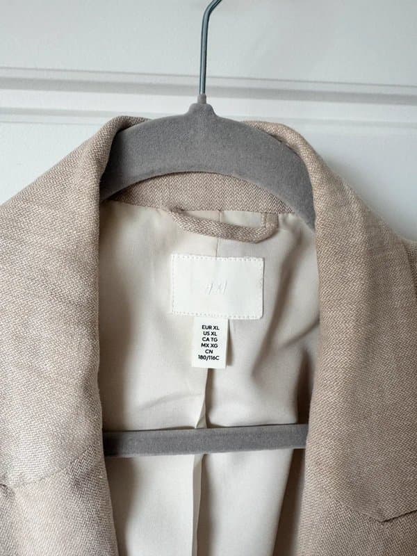 H&M H&M Beige Linen-Style Blazer – Oversized Fit – Size XL – Like New