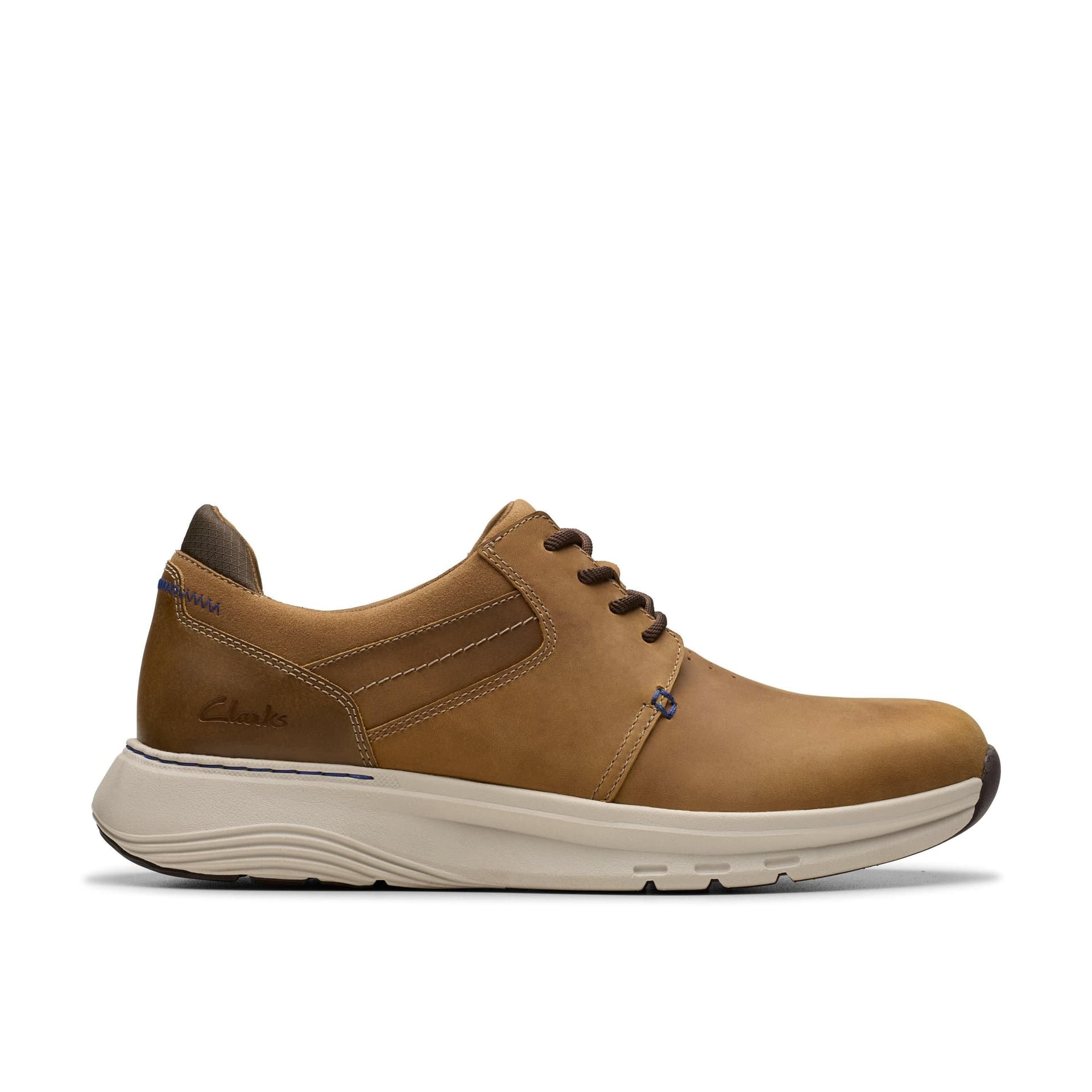 Clarks Clarks Men's Motion Trek PT Dark Tan Leather Trainers, Lace Up, Walking in Brown