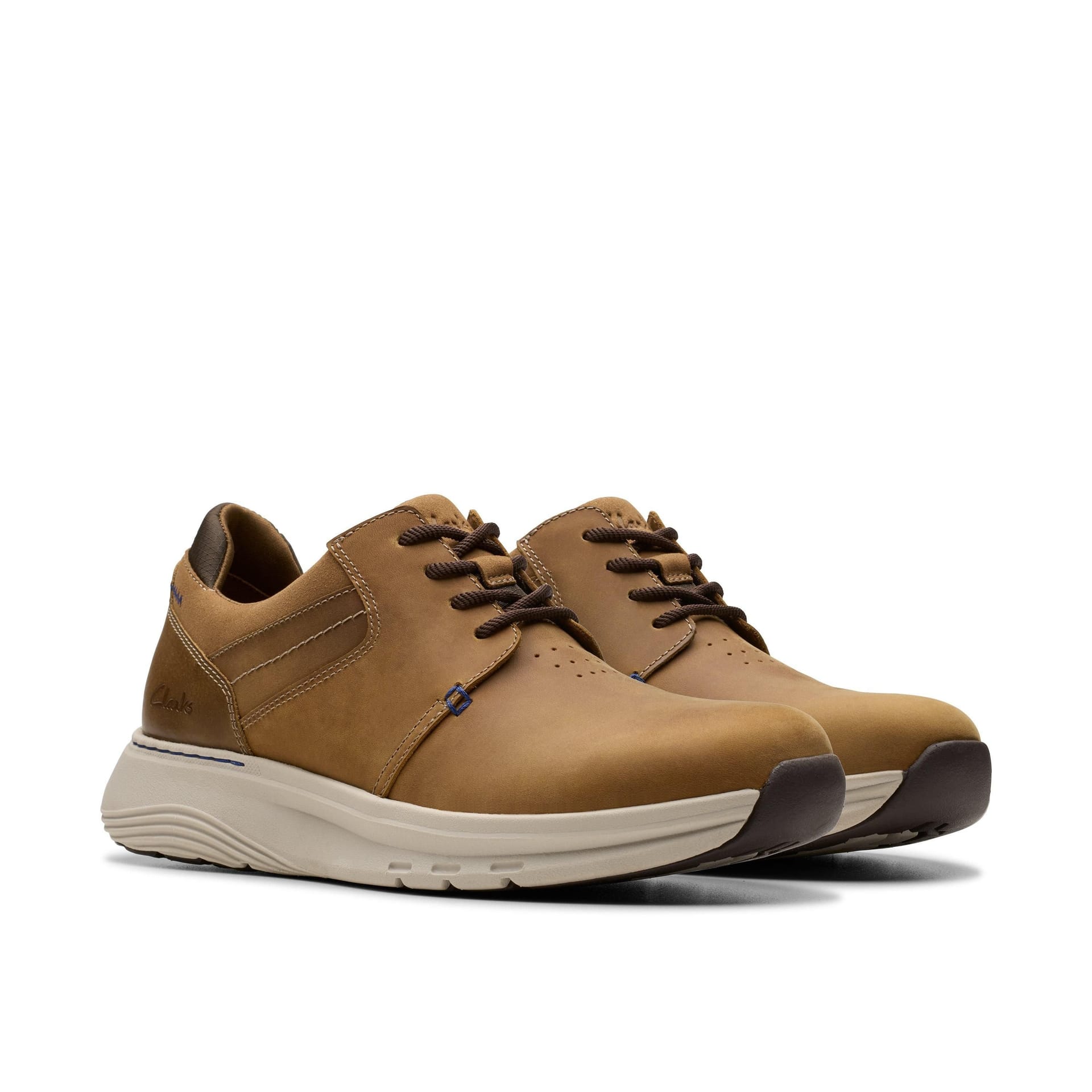 Clarks Clarks Men's Motion Trek PT Dark Tan Leather Trainers, Lace Up, Walking in Brown - 4