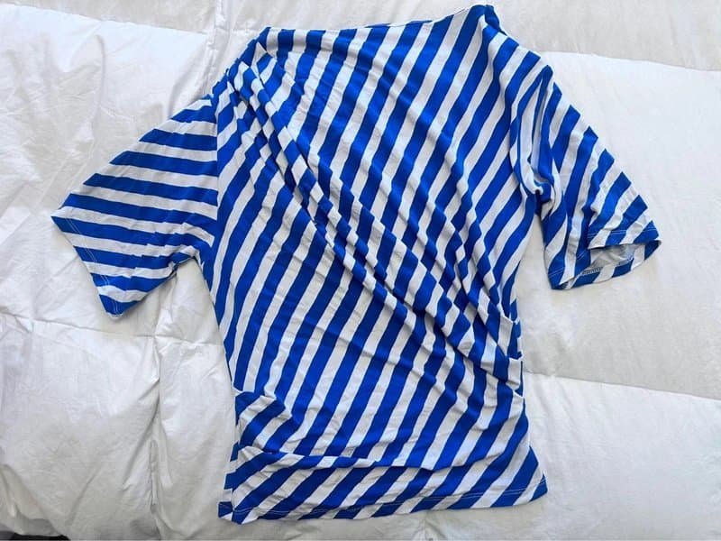 Topshop Topshop blue stripe asymmetrical stretch ruched t shirt
