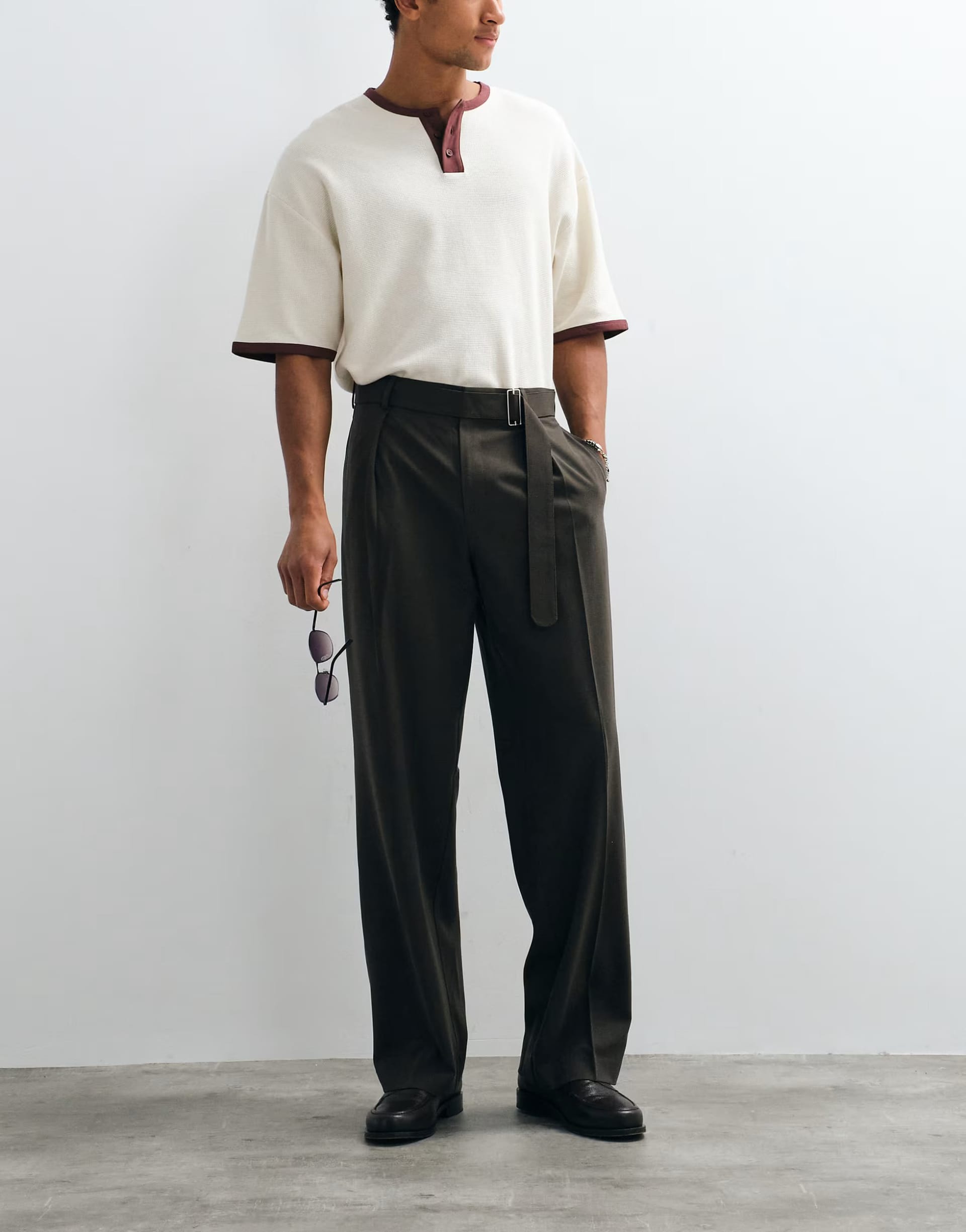 ASOS Olive Green Belted Wide Leg Trousers