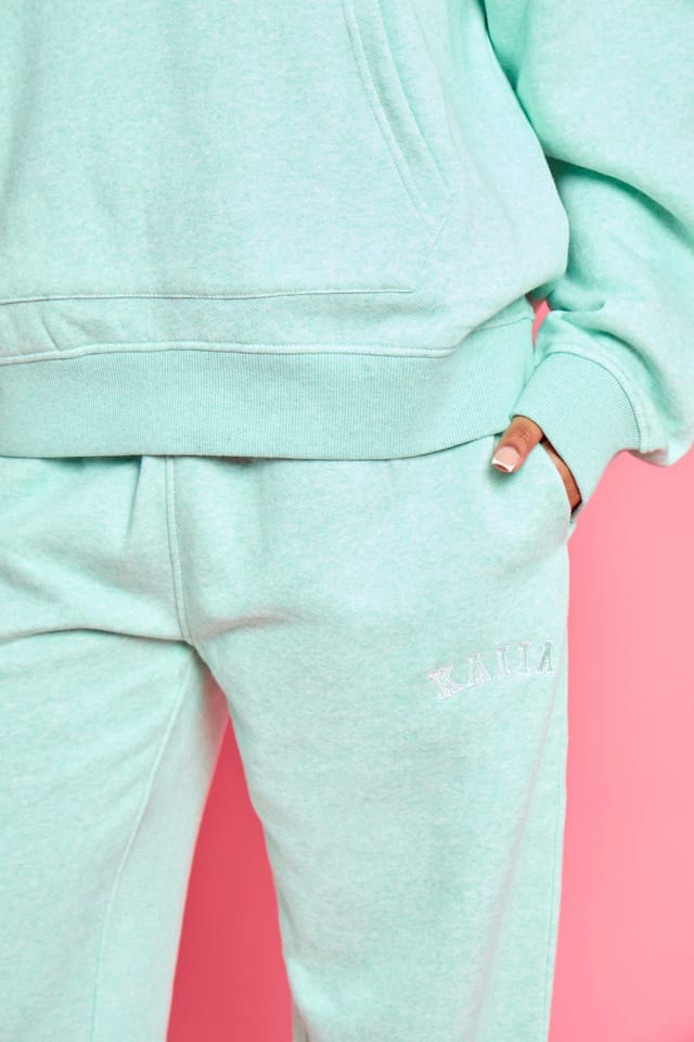 Kaiia Kaiia Logo Wide Leg Joggers Mint Green Marl - 2