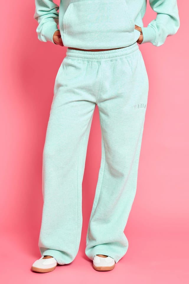 Kaiia Kaiia Logo Wide Leg Joggers Mint Green Marl - 3