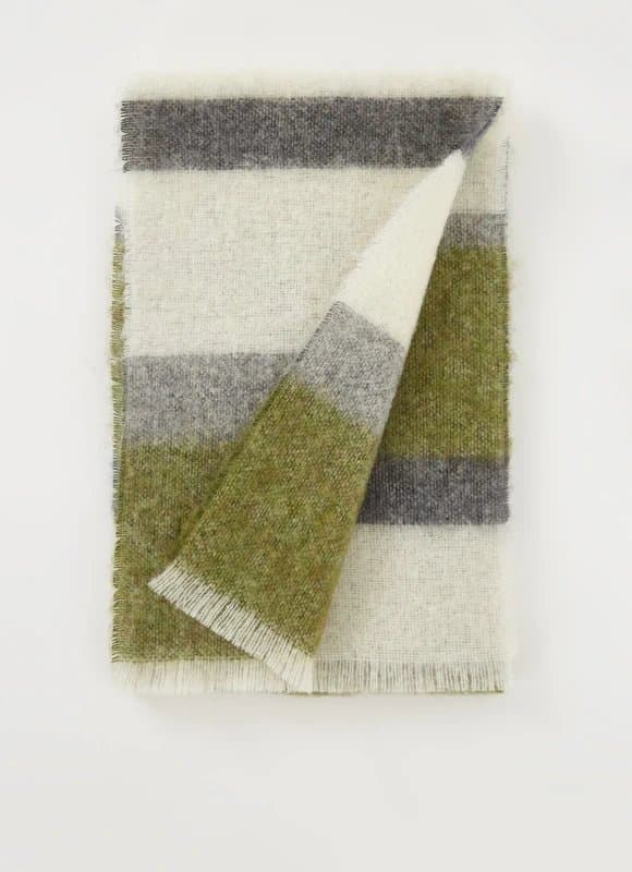 Samsøe Samsøe Samsoe Samsoe Velma Green/Grey Striped Wool/Alpaca Scarf
