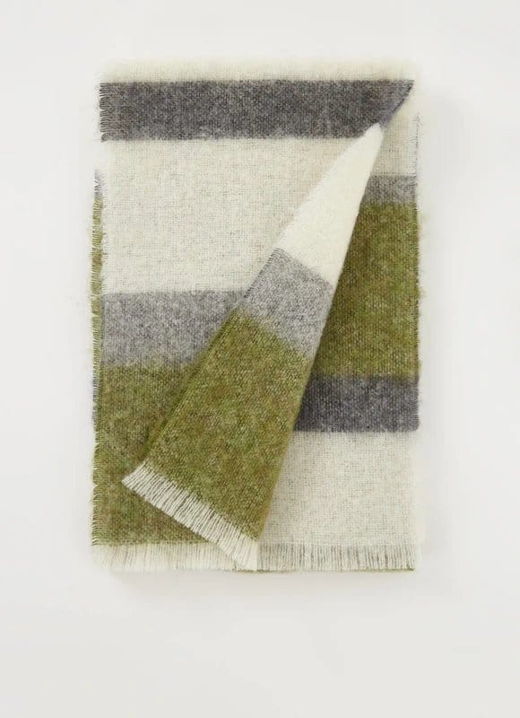 Samsøe Samsøe Samsoe Samsoe Velma Green/Grey Striped Wool/Alpaca Scarf - 1