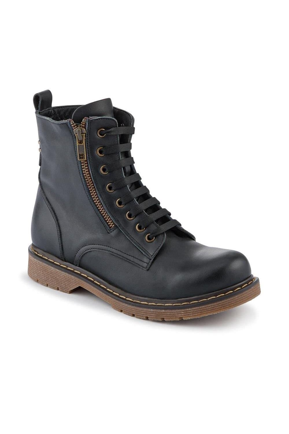 Pavers Pavers Women's Wide-Fit Leather Zip-Up Boots in Black