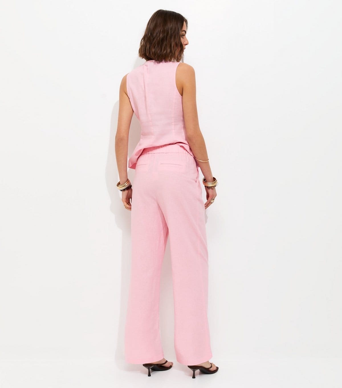 New Look Women's Pale Pink Linen Rich Tailored Trousers New Look - 4