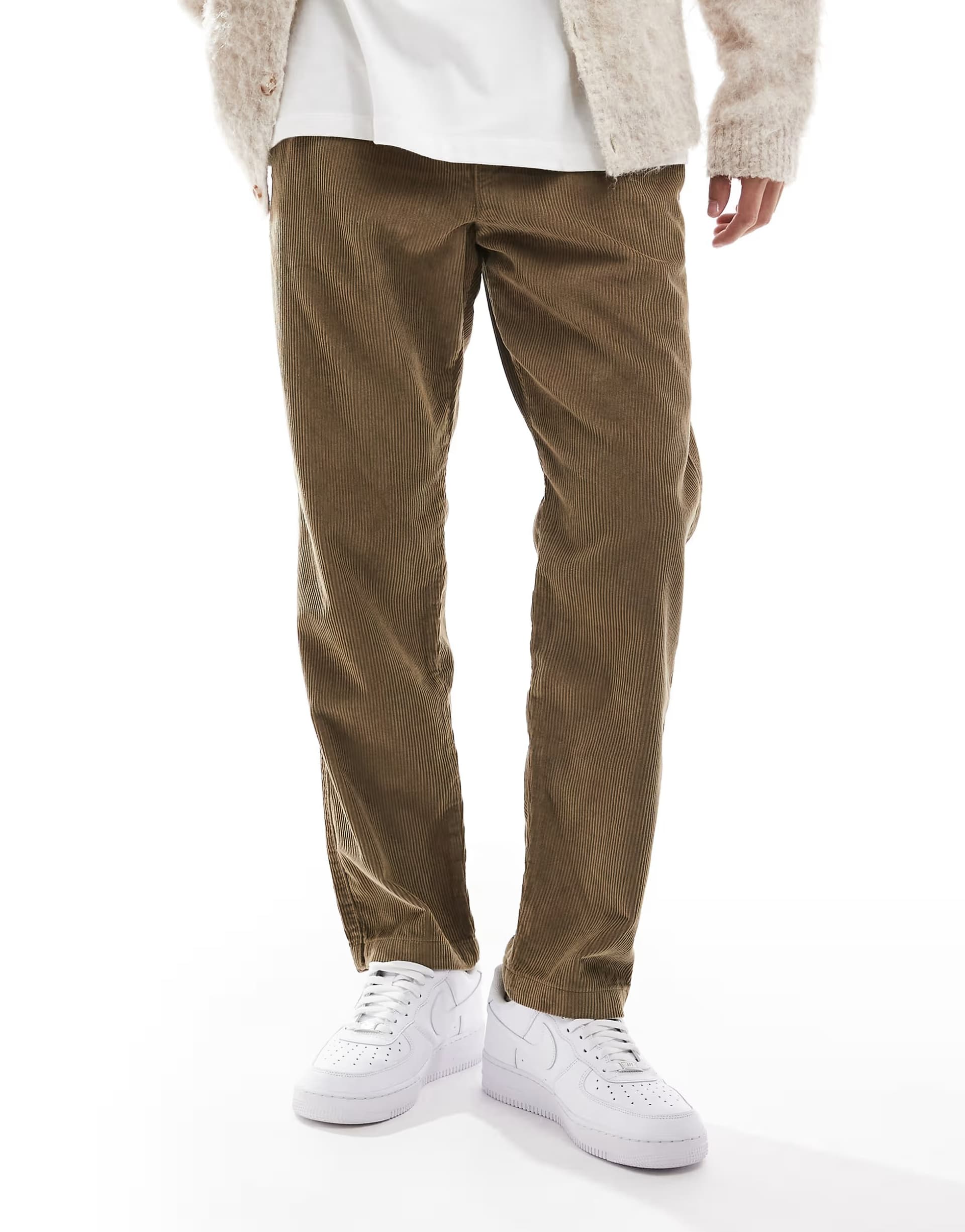 ASOS Jack & Jones Kane relaxed drawstring waist cord trousers in beige