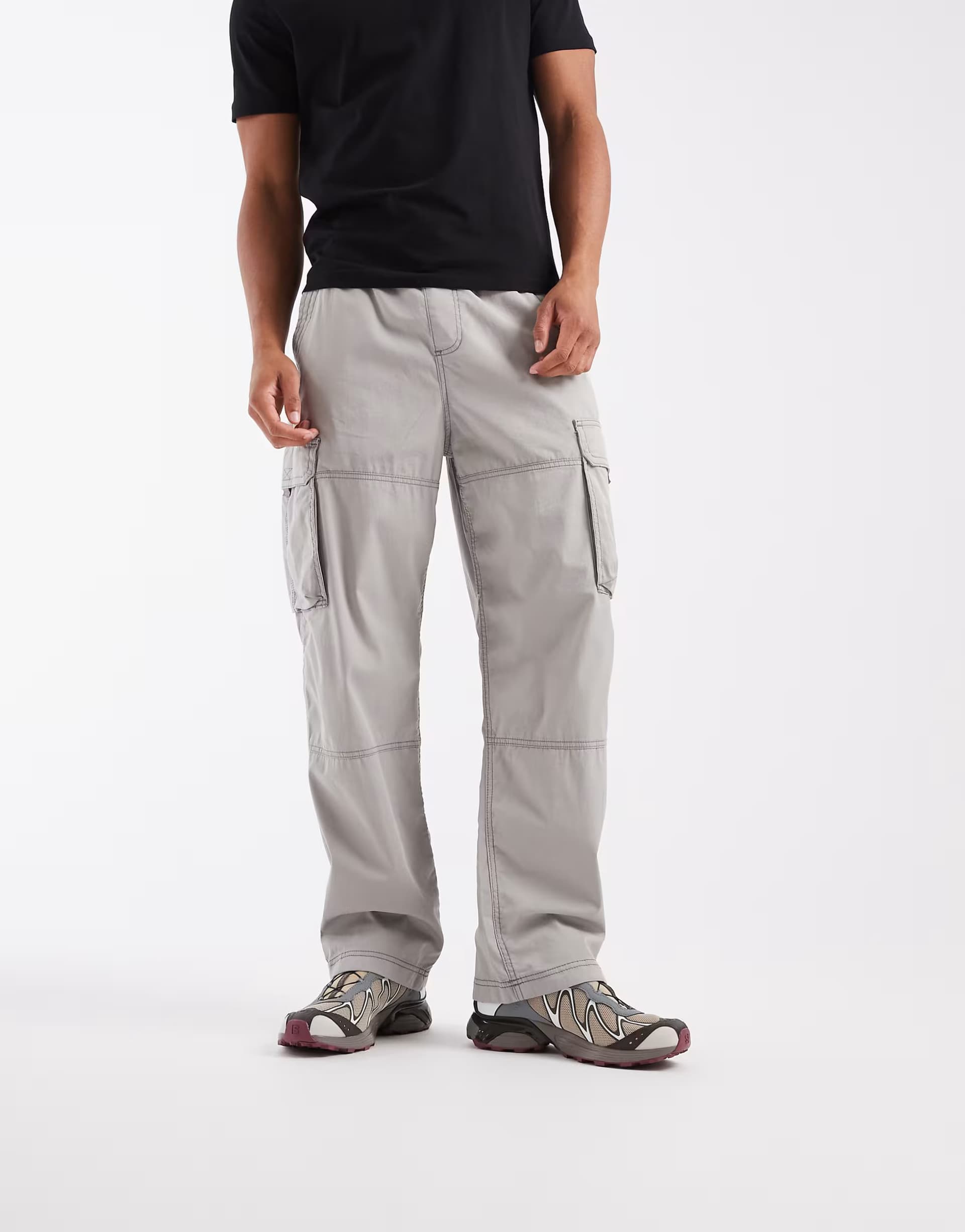 ASOS Hollister baggy cargo trousers in light grey