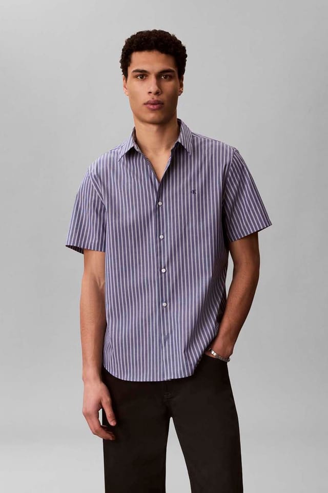 Calvin Klein Calvin Klein Men's Multi Pinstripe Stretch Shirt Blue - 2