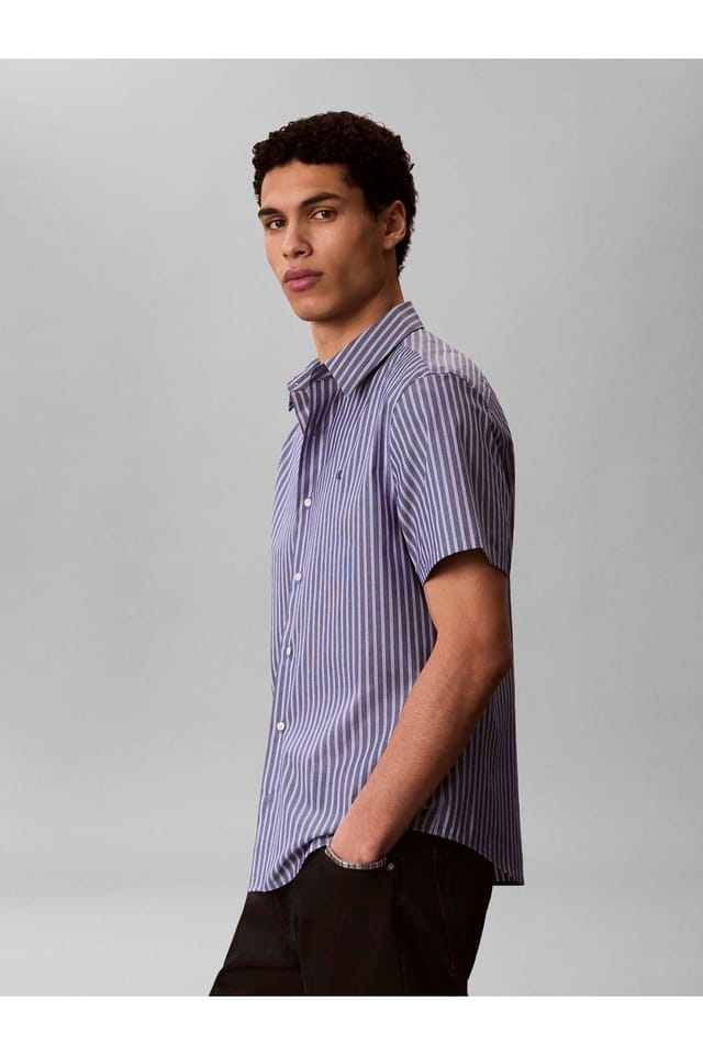 Calvin Klein Calvin Klein Men's Multi Pinstripe Stretch Shirt Blue - 3