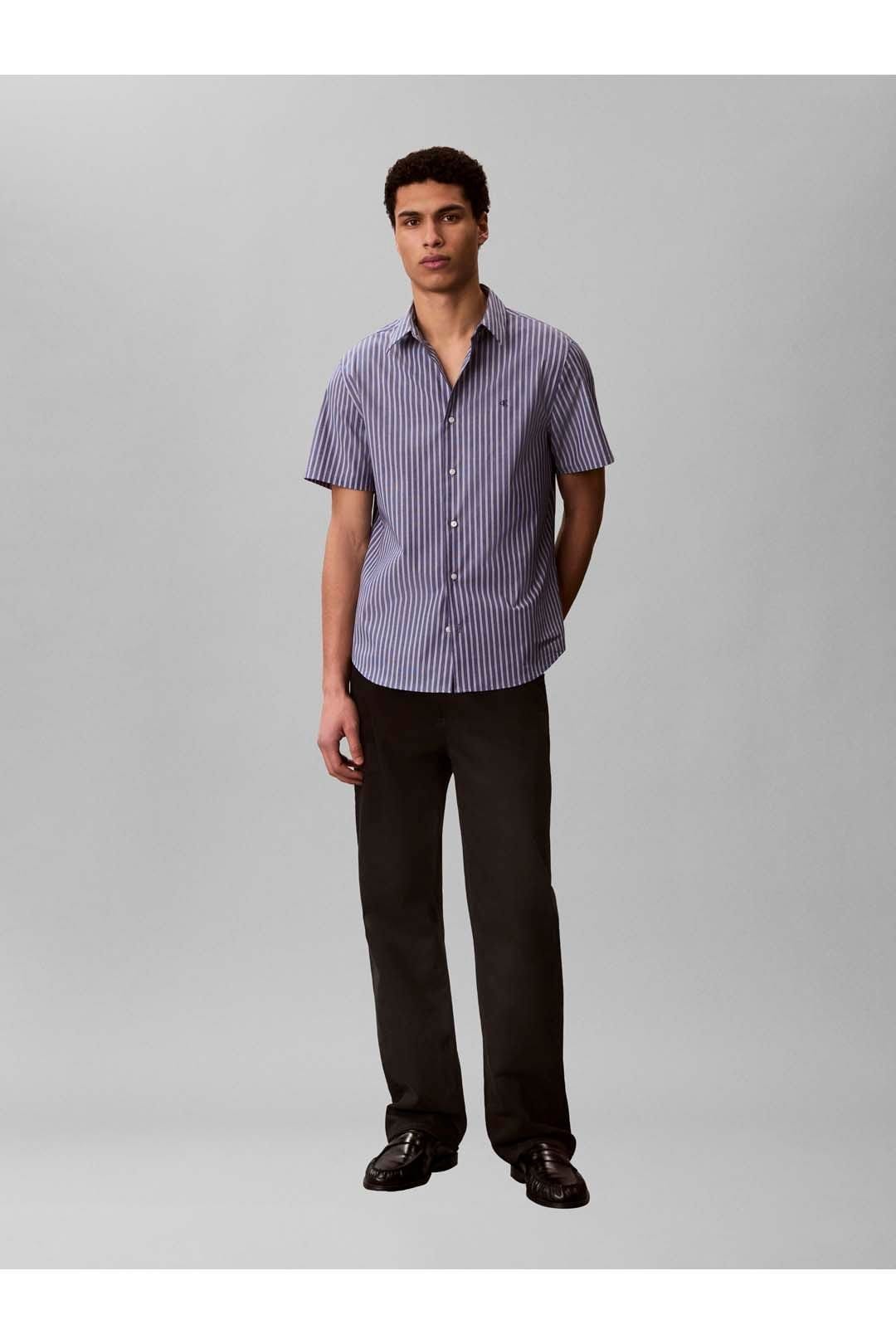 Calvin Klein Calvin Klein Men's Multi Pinstripe Stretch Shirt Blue - 4
