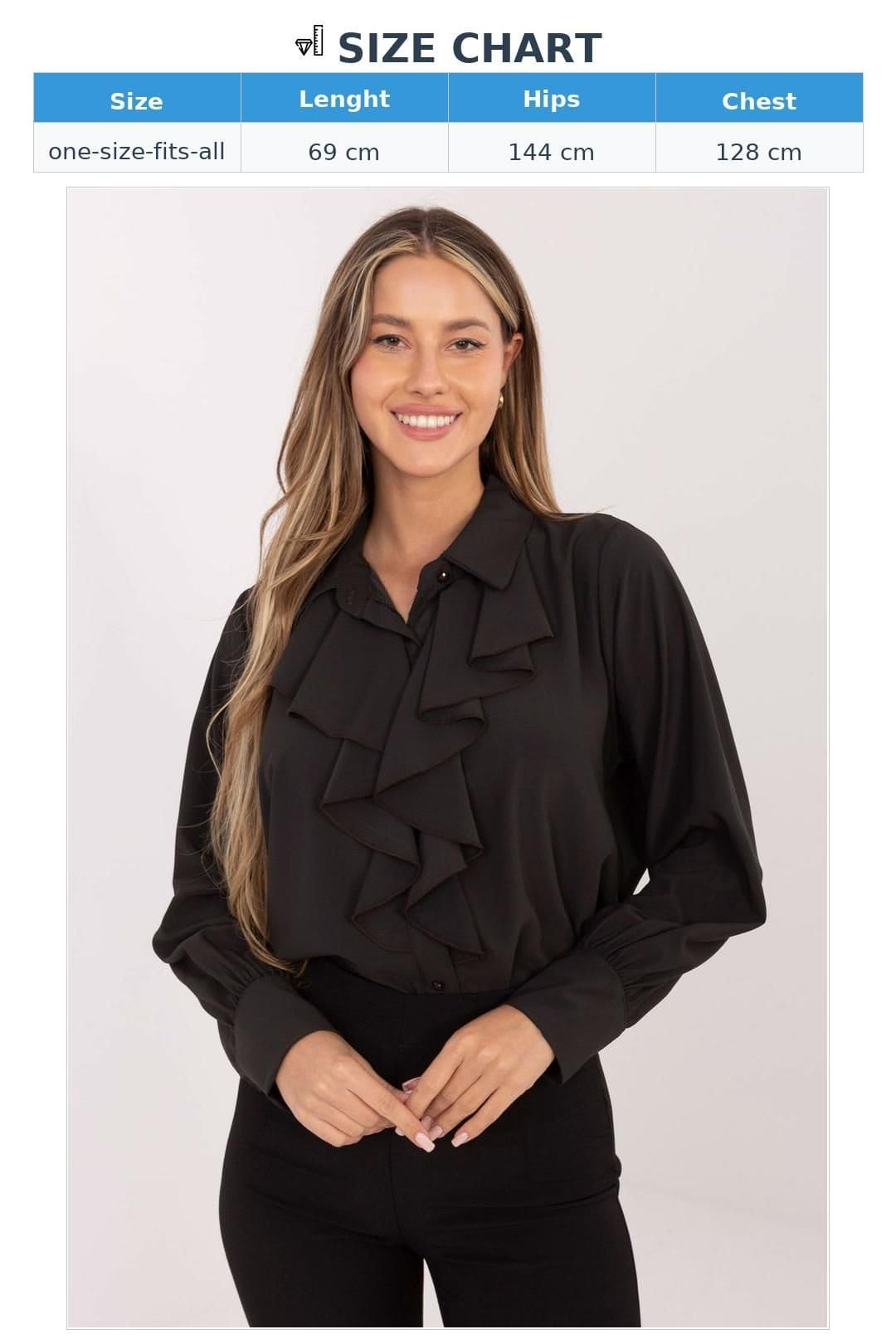 Love Lace Love Lace Women's Elegant Classic Long Sleeve Polyester Jabot Shirt in Black - 4