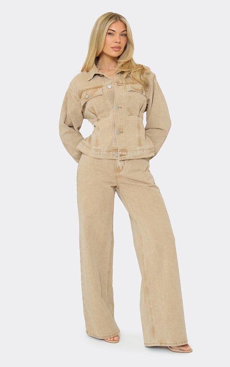 EGO Low Rise Wide Leg Jeans In Stone Denim, Women's Size UK 6 - 2