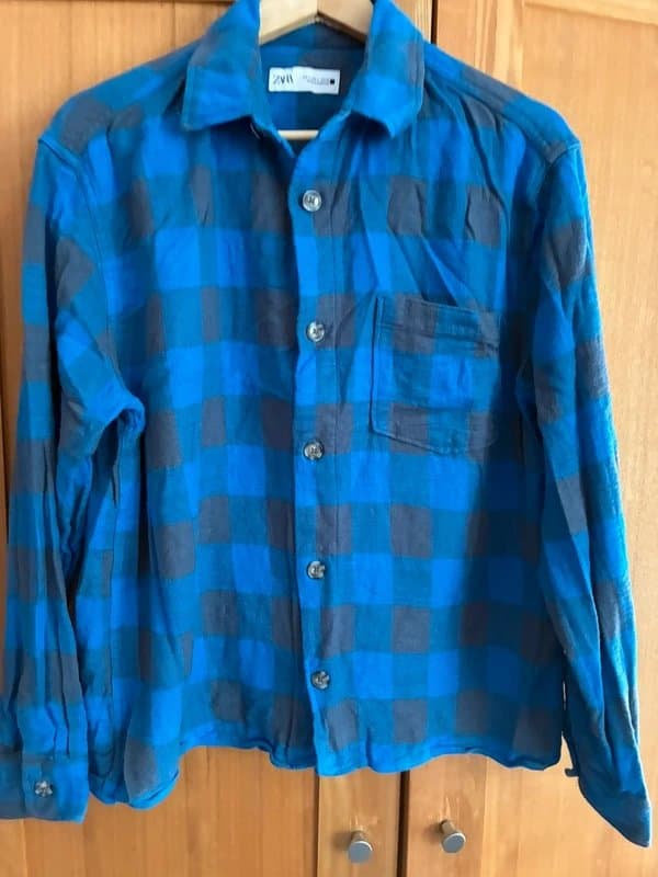 Zara Men’s Zara blue & grey checked shirt size L