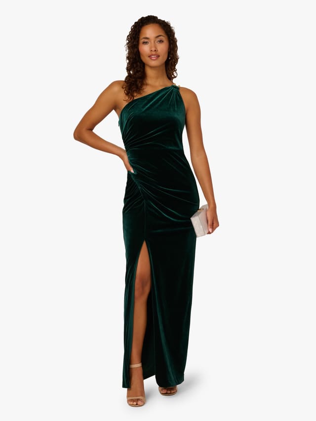 Adrianna Papell Adrianna Papell Women's Velvet Column Gown in Dark Green - 2