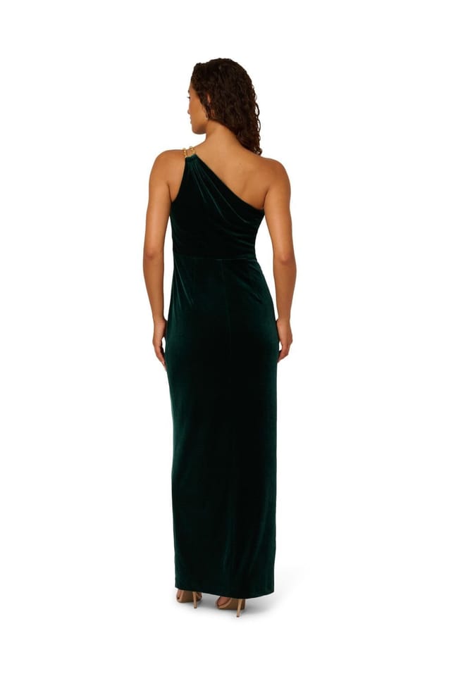 Adrianna Papell Adrianna Papell Women's Velvet Column Gown in Dark Green - 3