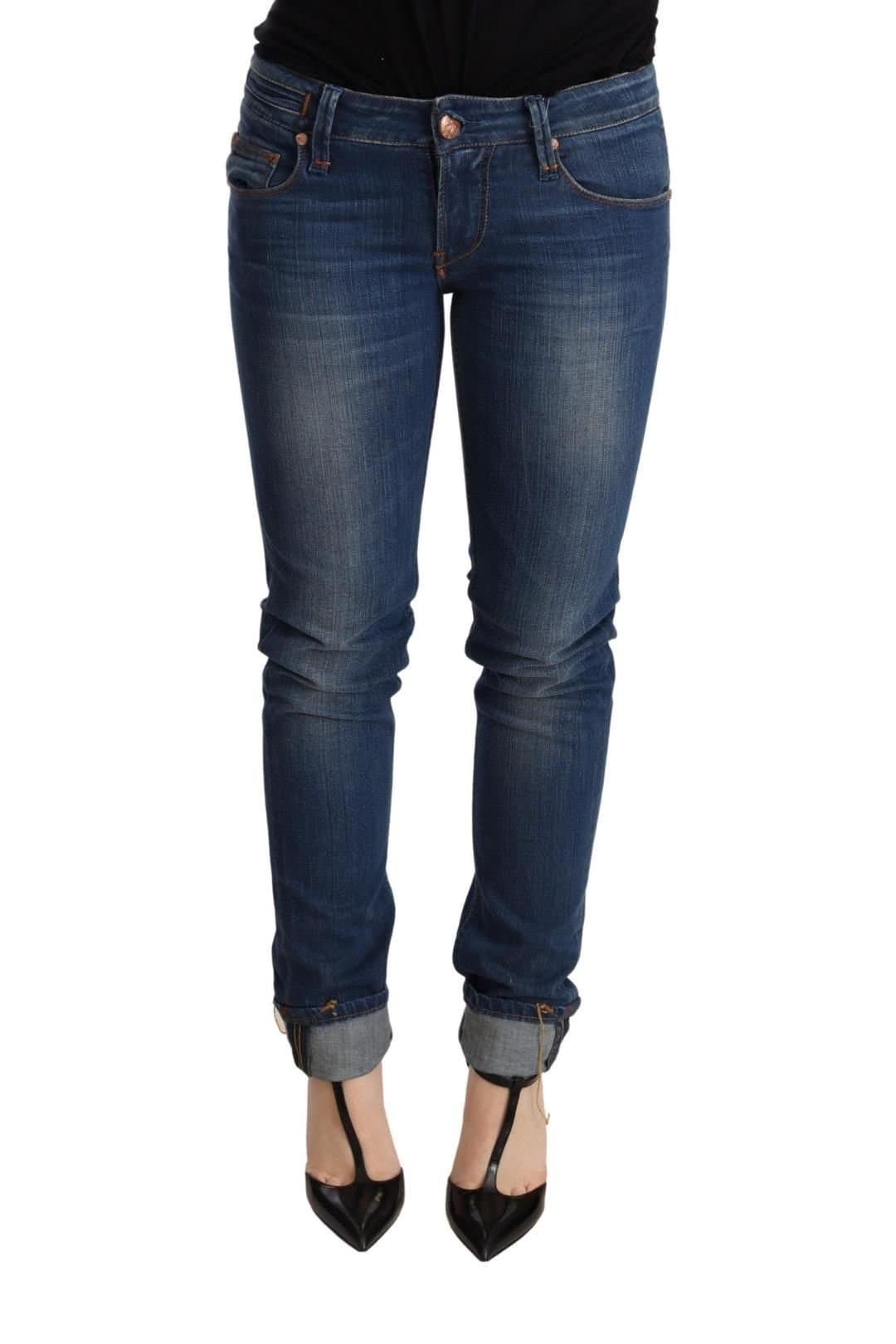 Acht Acht Women's Blue Washed Low Waist Skinny Denim Jeans