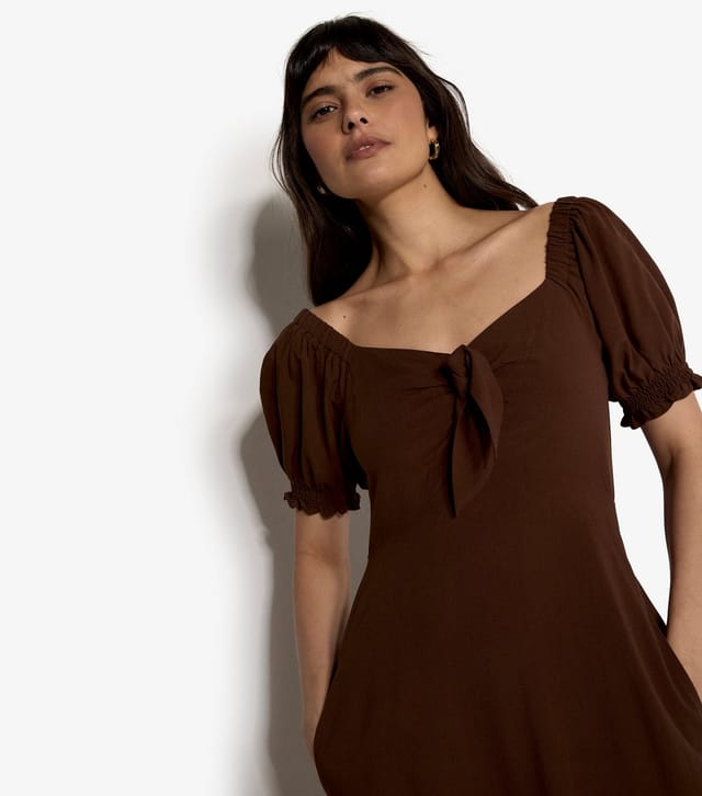 Apricot Women's Dark Brown Tie Detail Midaxi Dress Apricot New Look - 2