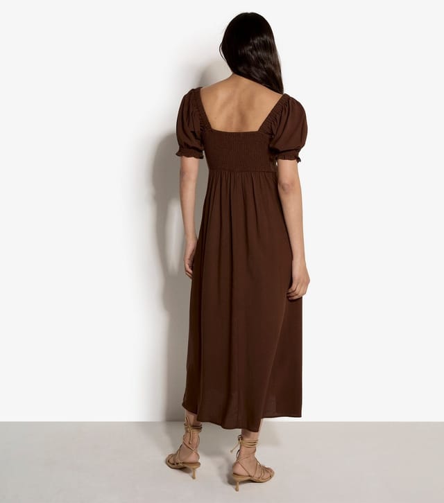 Apricot Women's Dark Brown Tie Detail Midaxi Dress Apricot New Look - 3