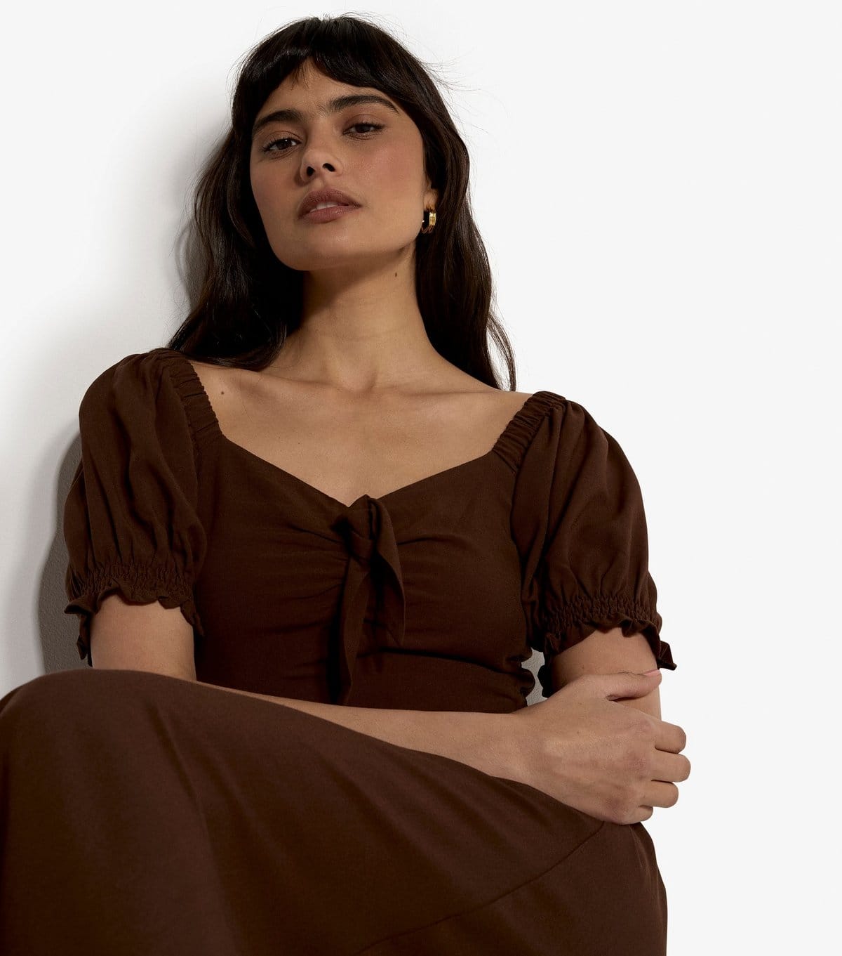 Apricot Women's Dark Brown Tie Detail Midaxi Dress Apricot New Look - 4