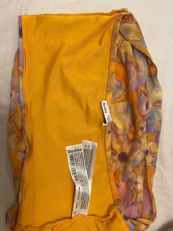 Bershka Orange & Purple Y2K Floral Crop Top