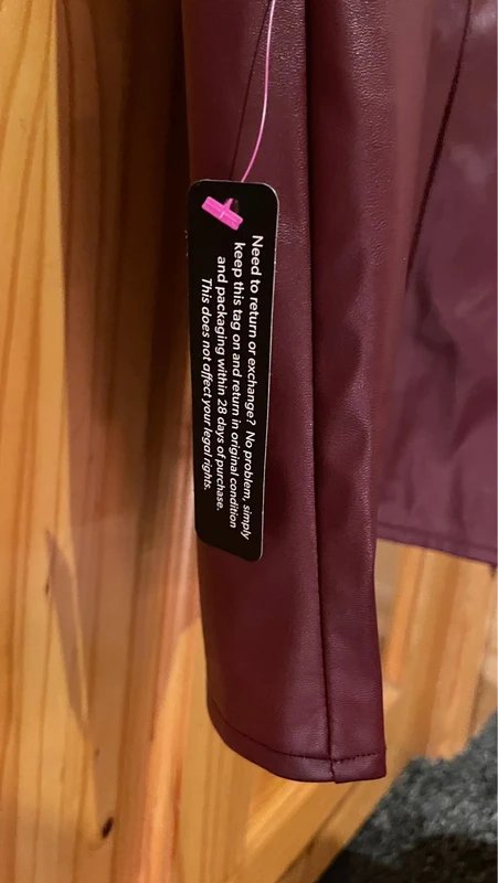 New Look New Look PU ruched wrap midi dress in burgundy size 10 - 1