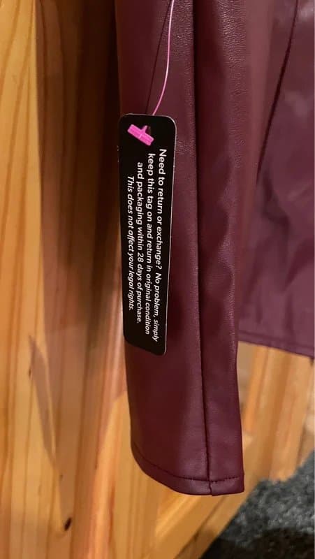 New Look New Look PU ruched wrap midi dress in burgundy size 10