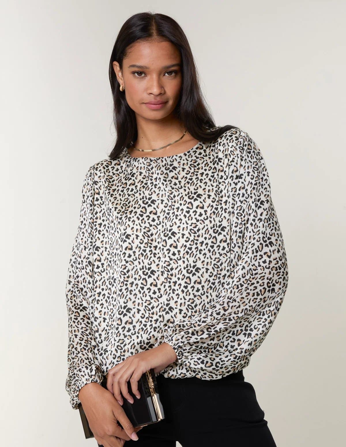 Blue Vanilla Leopard Print Blouse