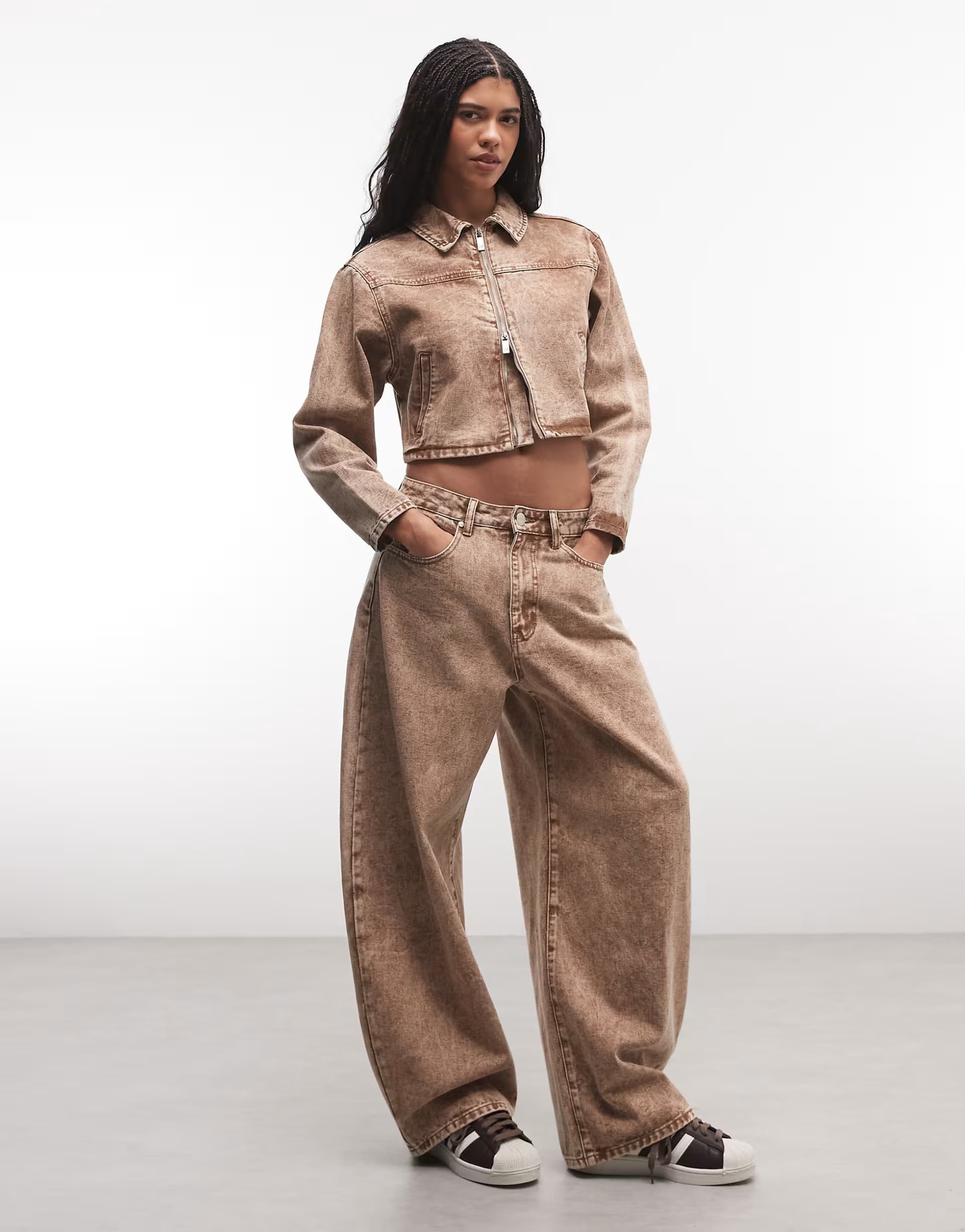 ASOS Liquor N Poker horseshoe jeans co-ord in stone