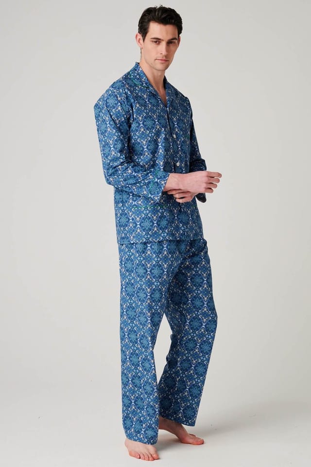 British Boxers British Boxers Men's "Marrakesh Paisley" Crisp Cotton Pyjama Set in Bright Blue - 2