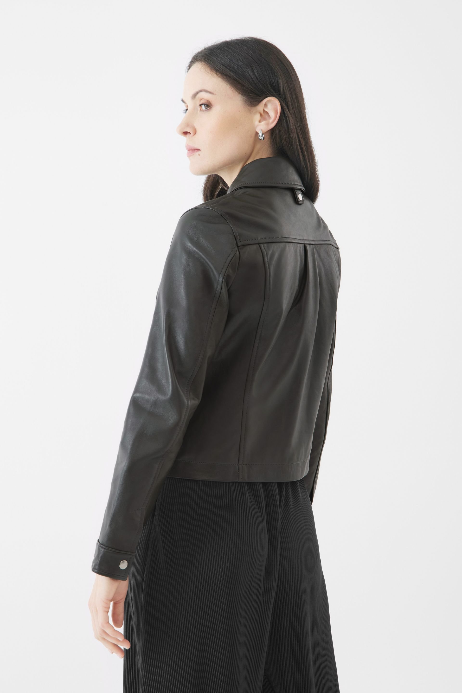 Bolongaro Trevor Bolongaro Trevor Women's Real Leather Evie Worker Jacket in Olive - 4