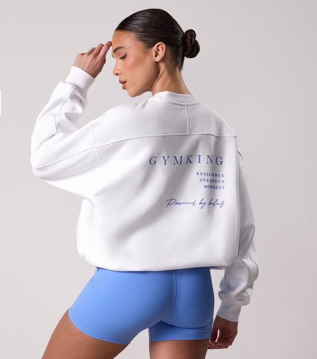 Gym King Women's White Define Crew Neck Sweatshirt Gym King New Look - 3