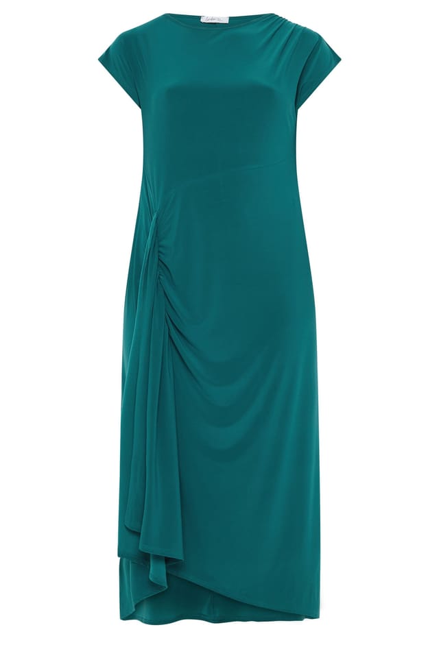 Yours Yours Women's Gather Detail Maxi Dress in Teal - 2