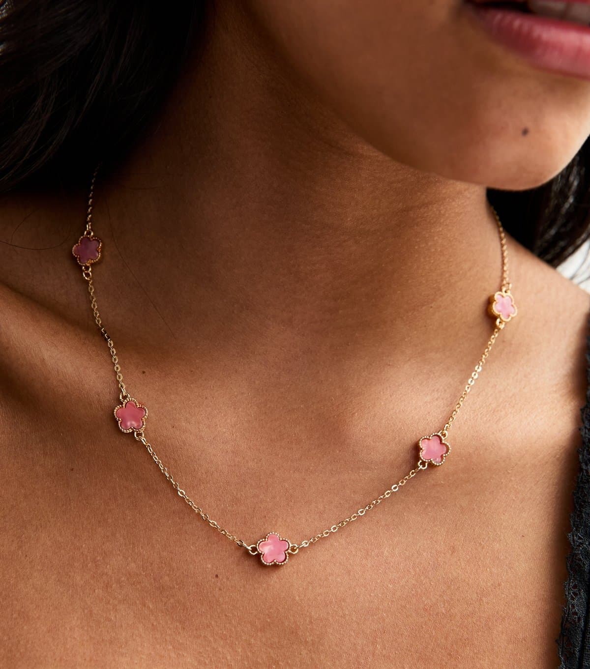 New Look Pink Flower Necklace New Look