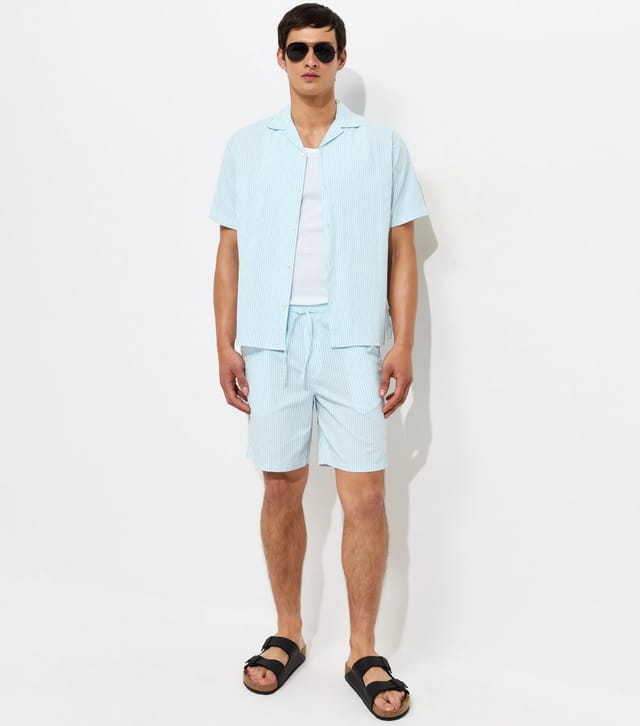 jack & jones Men's Light Blue Seersucker Shorts Jack & Jones New Look - 2