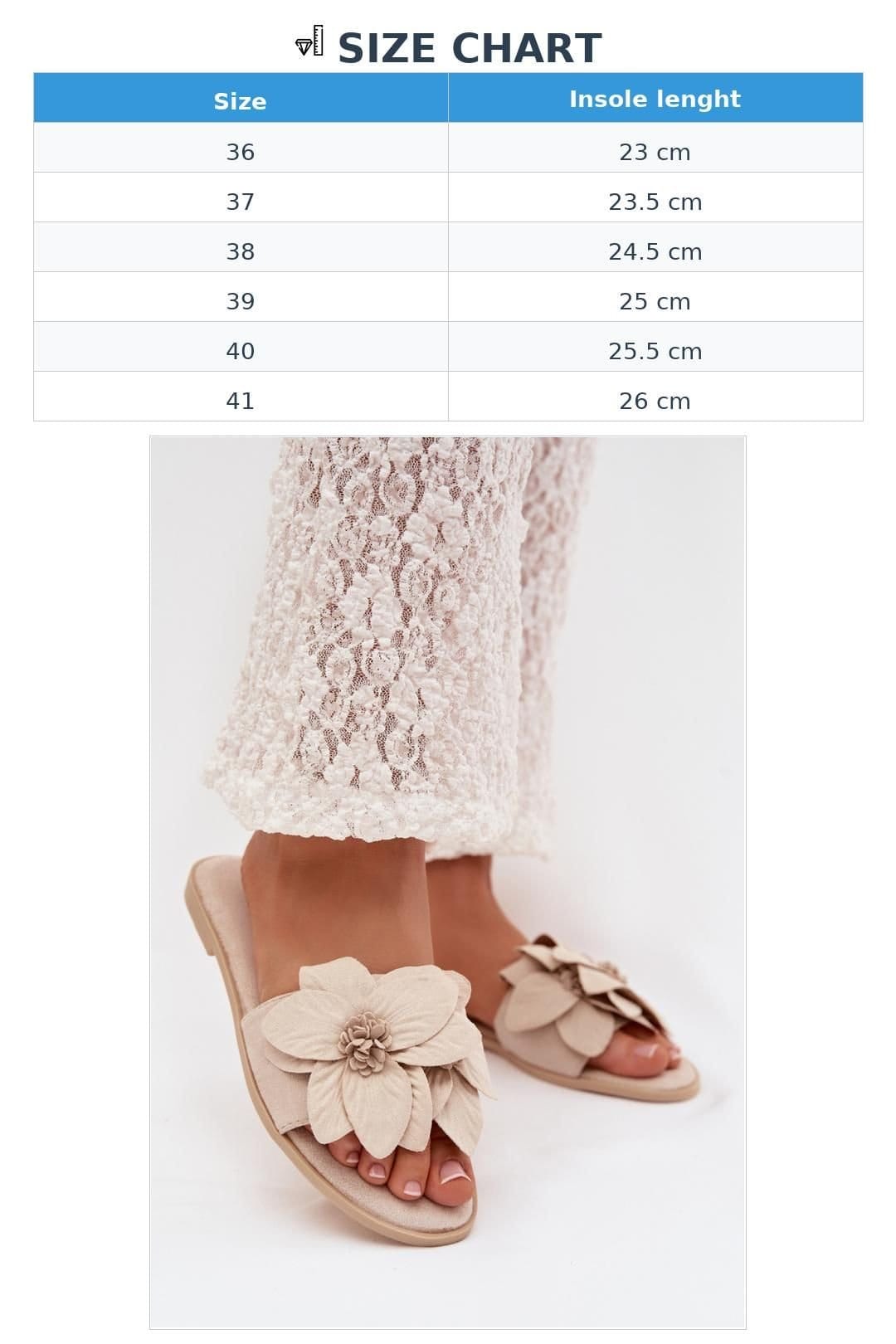 Love Lace Love Lace Women's Suede Flower Strap Slide Slippers with Comfort Flat Sole in Beige - 4