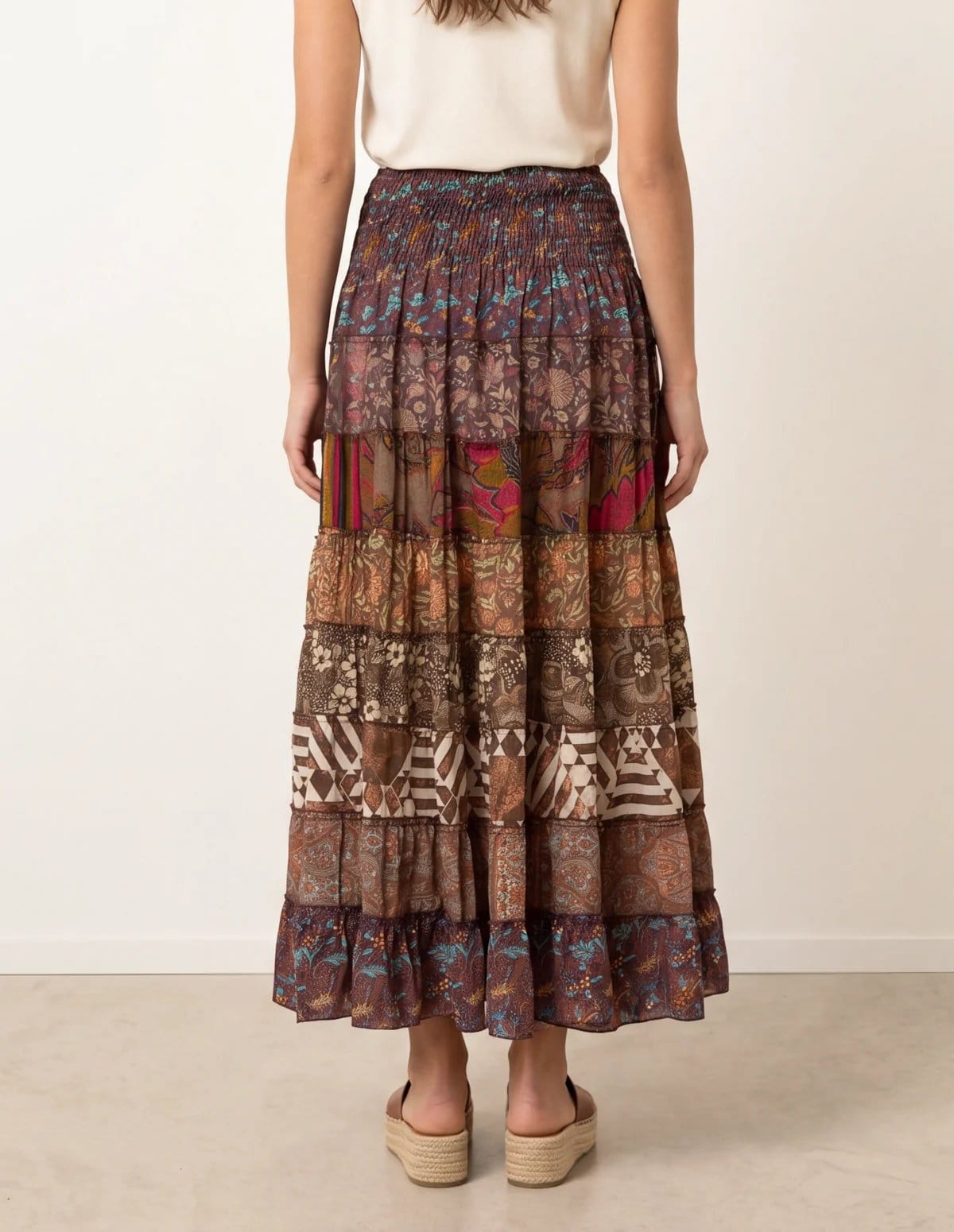 Blue Vanilla Multi Print Shirred Skirt - 4