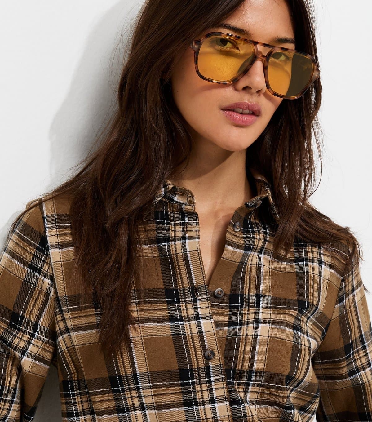 New Look Brown Tortoiseshell Aviator Yellow Lens Sunglasses New Look