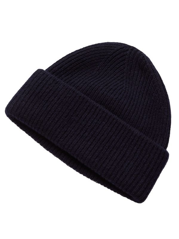 Cove Cove Women's Ribbed Cashmere Beanie in Navy - 3