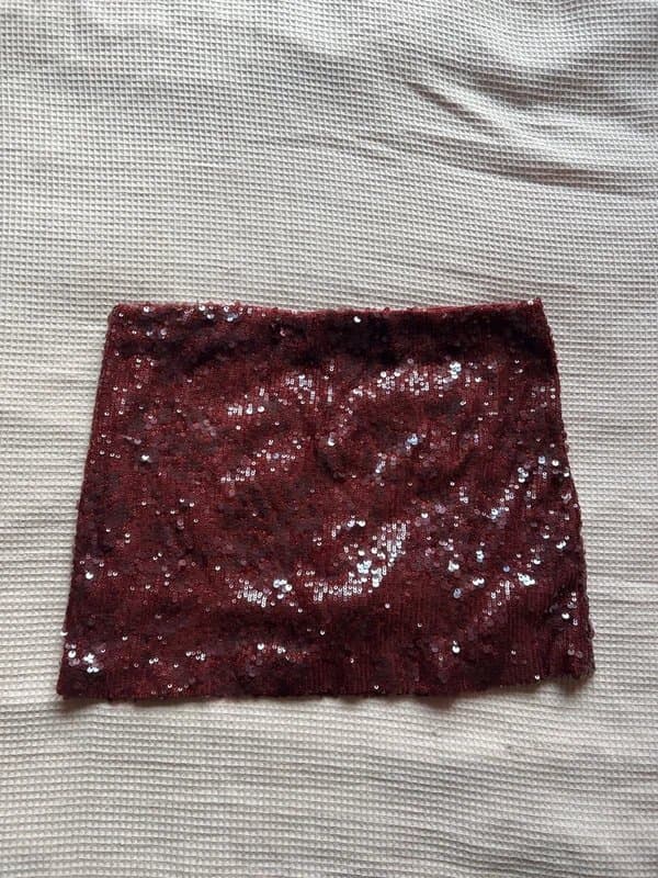 Bershka Bershka burgundy sequin skirt