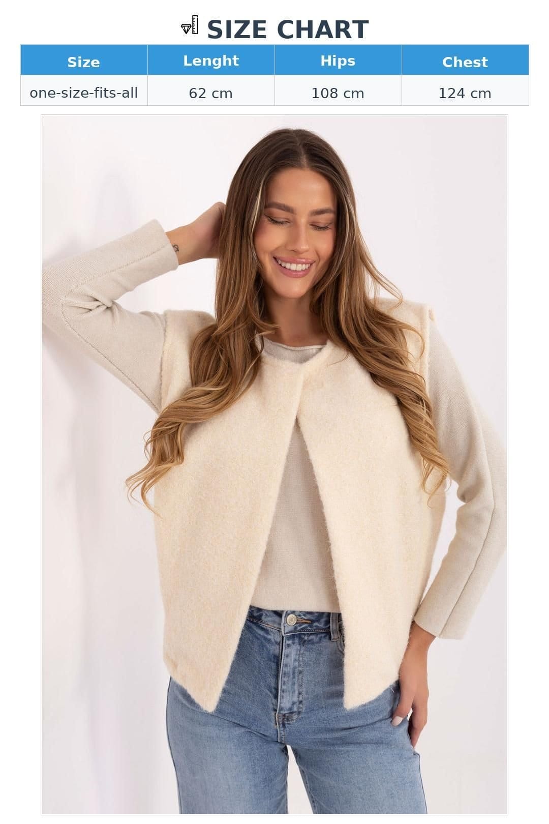 Love Lace Love Lace Women's Boucle Vest Without Fastening Pockets in Beige - 4