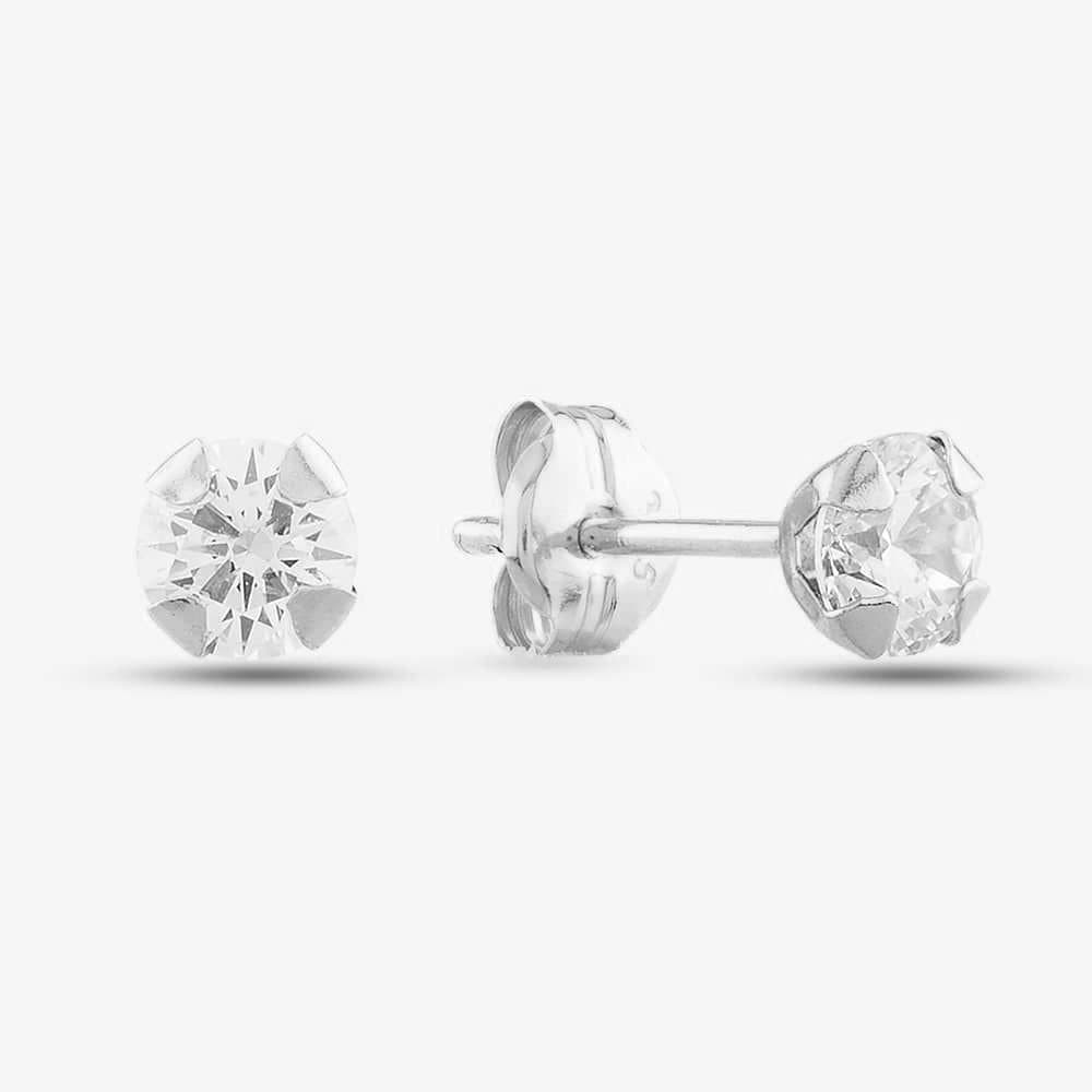 T.H.Baker T.H.Baker Silver 9ct White Gold Cubic Zirconia Stud Earrings