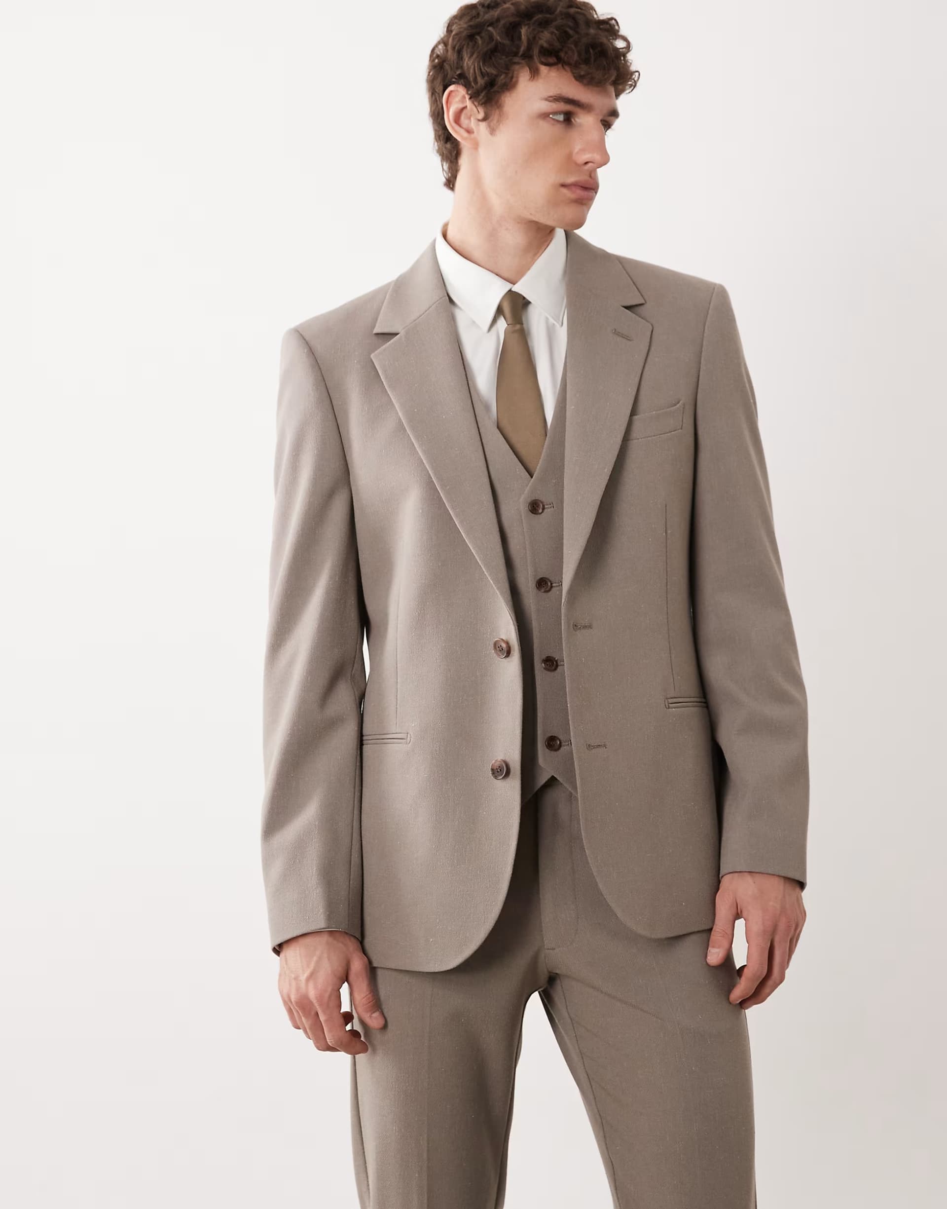 ASOS ASOS DESIGN skinny suit jacket in stone