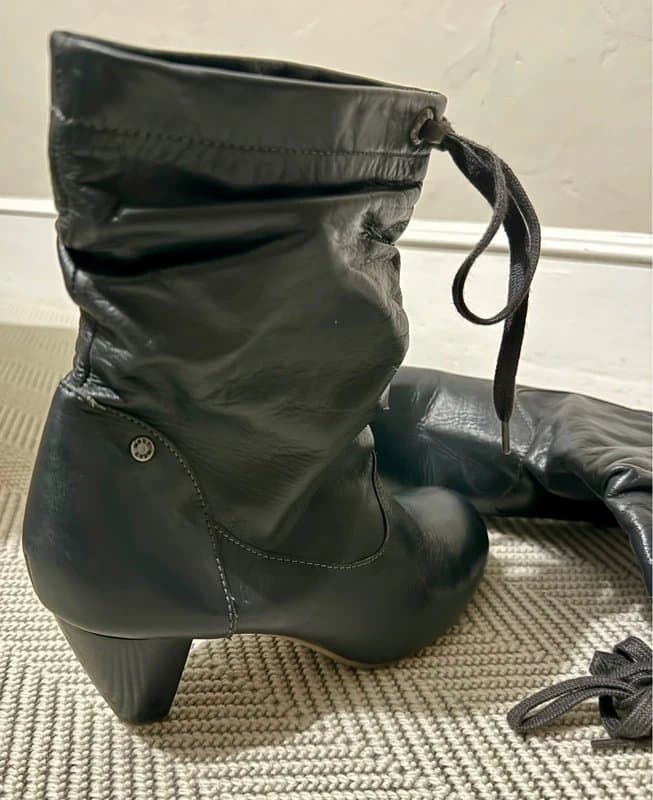 Mexx Mexx Navy Leather Ankle Boots – Block Heel – Size 38