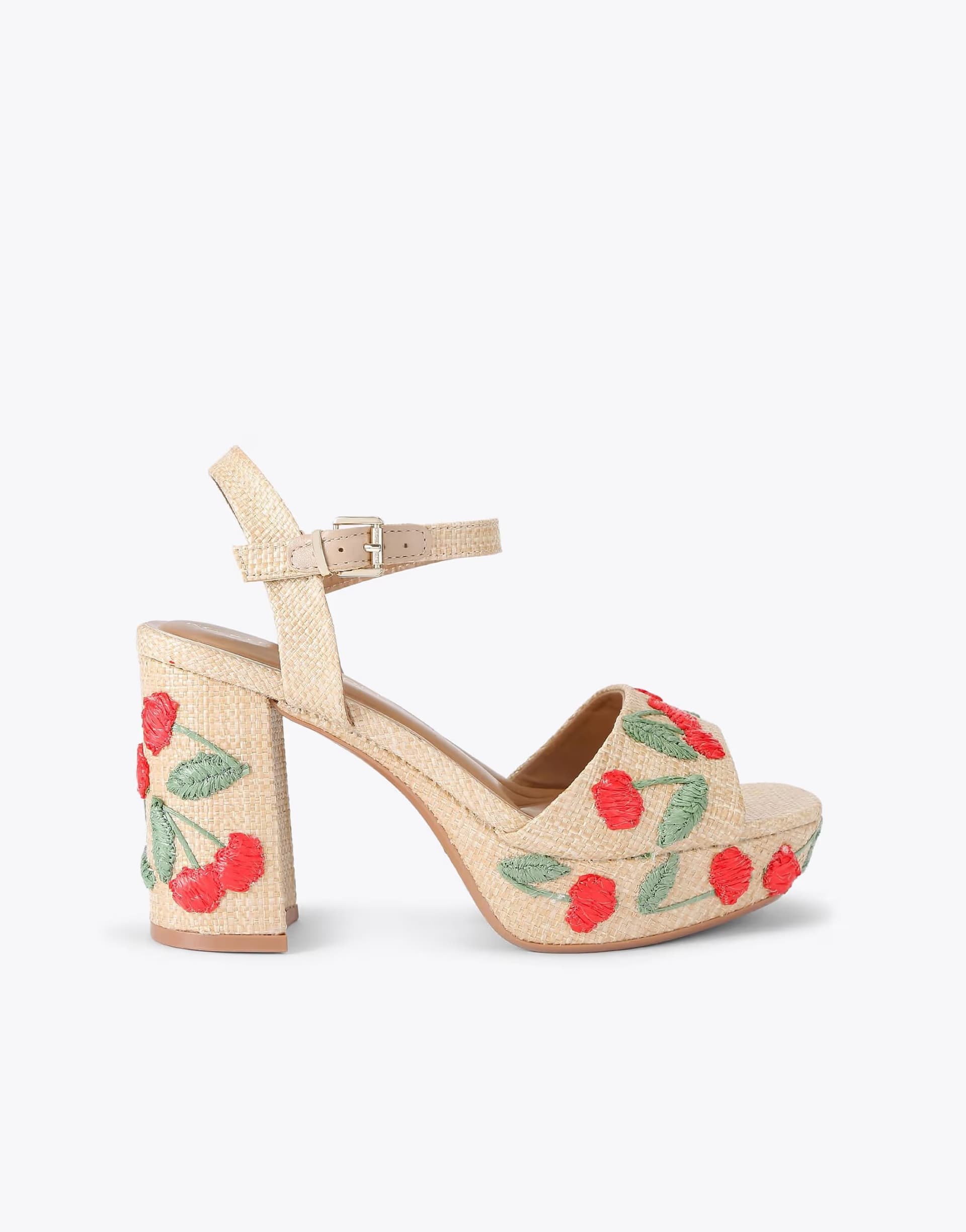 ASOS ASOS Beige Floral Platform Heeled Sandals