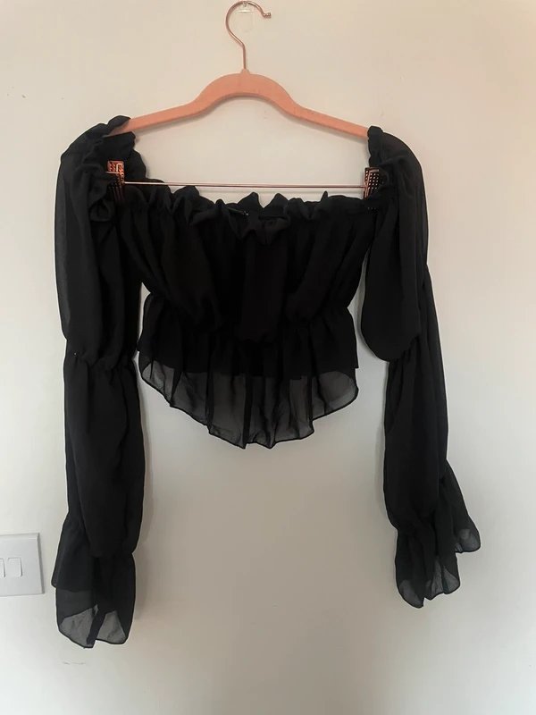 New Look Chiffon Bardot crop top - 1
