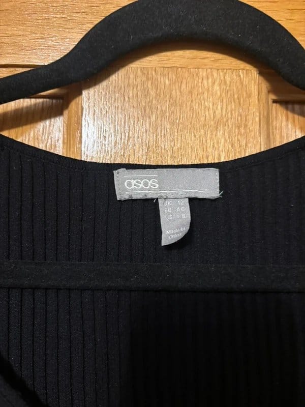 ASOS Black Ribbed Button Up Long Sleeve Top
